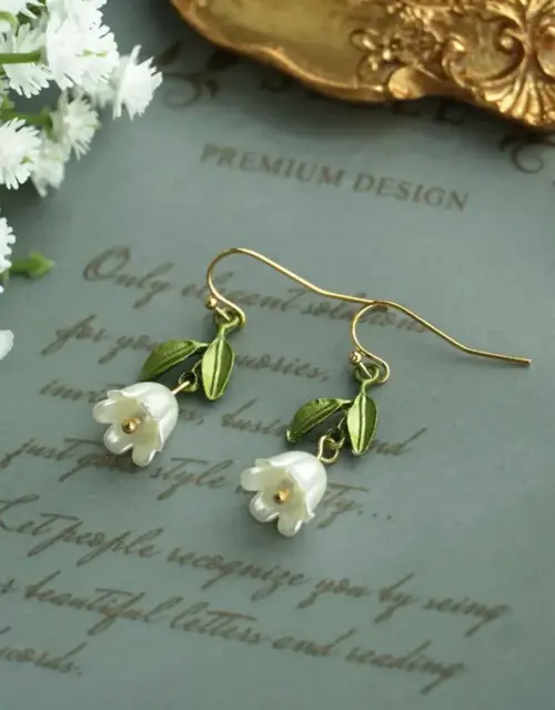 lily of the Valley Flower Earrings Wedding Earrings Bridal earrings Fairy earrings christmas gift Cottagecore Dangle Flower Earrings1001 2pcs